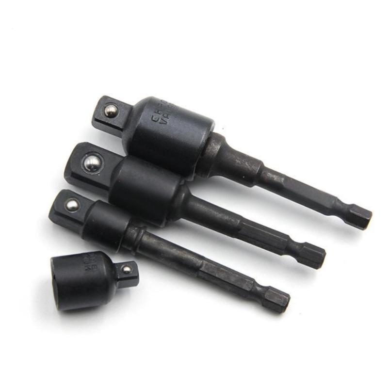 Steel Reduction Socket Adapter 4 Size Square Socket Adapter Bit Conversion Kit with 3 Extension Rod Professional