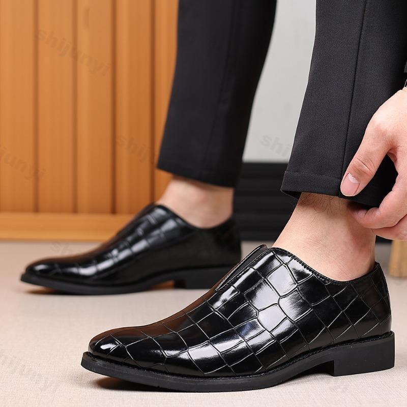 Men's Leather Shoes 2025 New High-quality Business Casual Shoes Luxury Men's Dress Oxford Shoes Stone Pattern Large Size 39-48