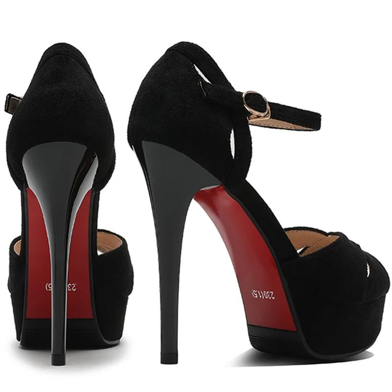 Fashion Comemore 2024 Luxury Brand Women Sandals Sexy Heels Wedding Bride Shoes Party Platform Strap Open Toe Shoes Ladies Pumps Black