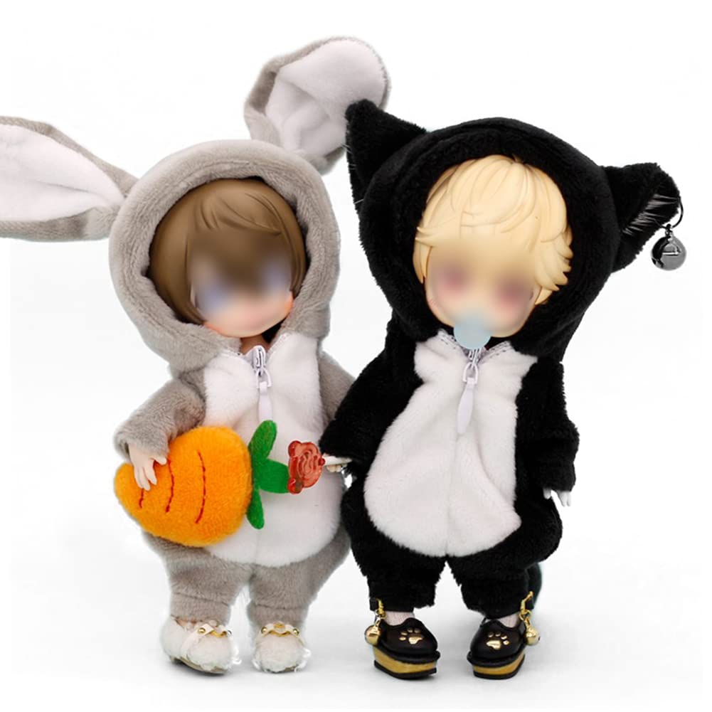 HIGHAWK Obitsu 11 OB11 Größe Outfit, Obitsu Puppe 11 Kleidung, Tier, GSC Hauskleidung, Puppenkleidung, 112 BJD Puppenkleidung, Flauschig, 11cm Puppe (Schwarze Katze)