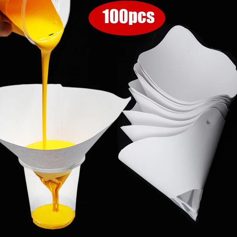 Car Paint Filter Paper 10-100PCS Spray Mesh Paper Filter Funnel Strainer Disposable Conical Straining Funnel Microns