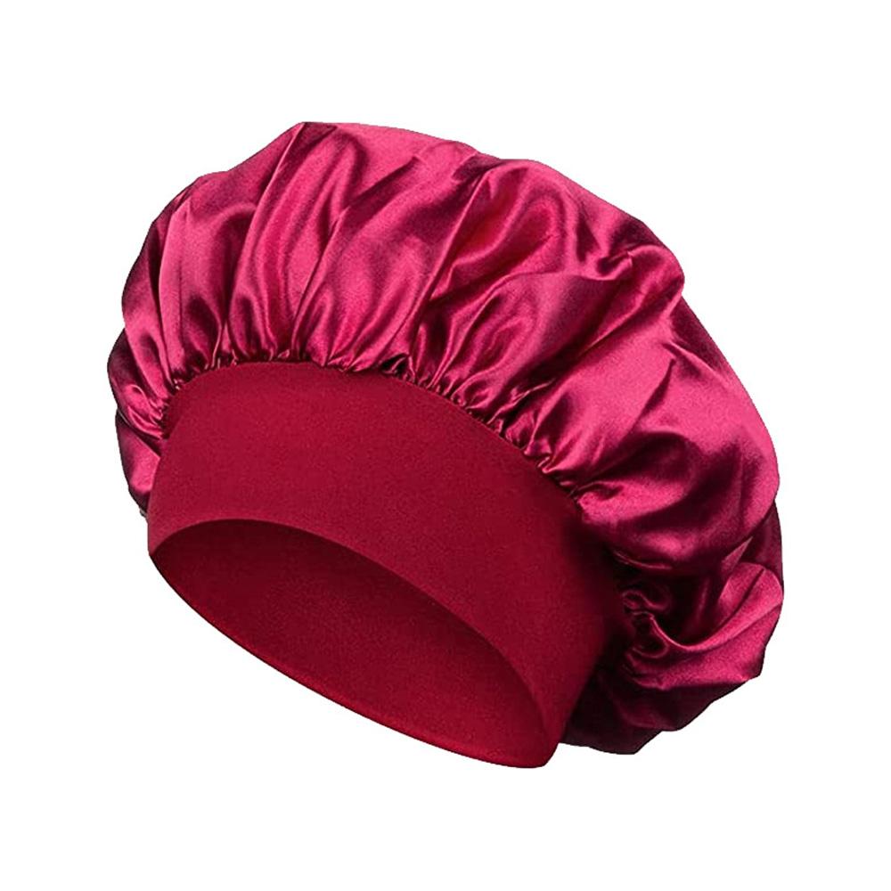 Newly Satin Night Hair Cap Women's Solid Sleeping Hat Sleep Care Bonnet Nightcap For Women Unisex Cap