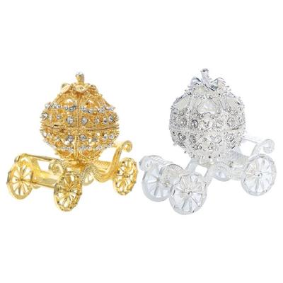 Elegant Metal Plated Jewelry Organizers Carriages Decors With Vibrant Colors Ideal For Halloween Display And Princess Theme Gifts
