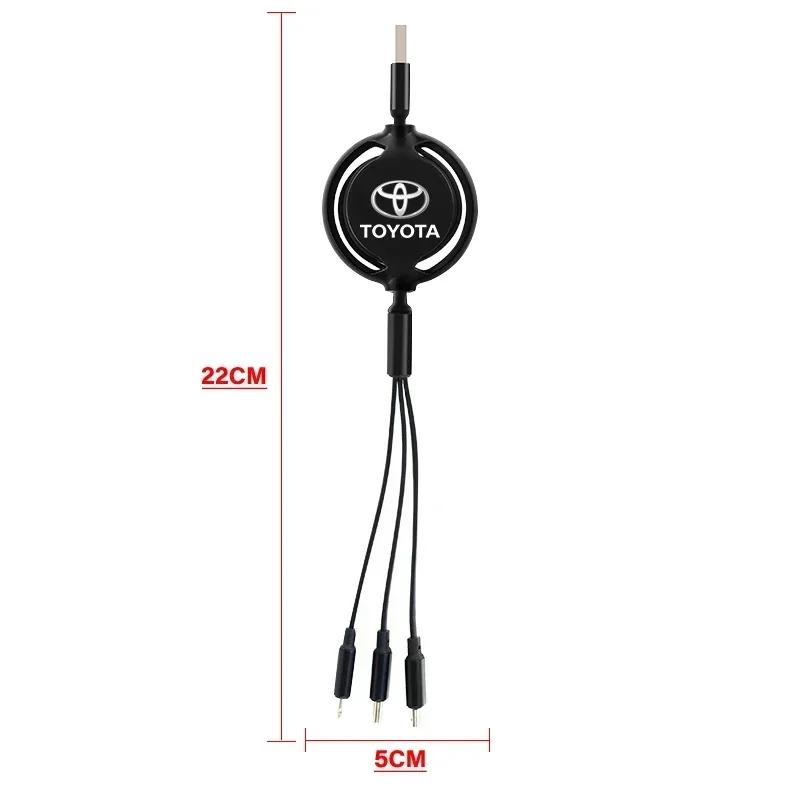 Car Accessories 3 In 1 Micro Cable Multi Charger For Toyota Corolla Yaris Chr Auris RAV4 Land Cruiser Camry Highlander