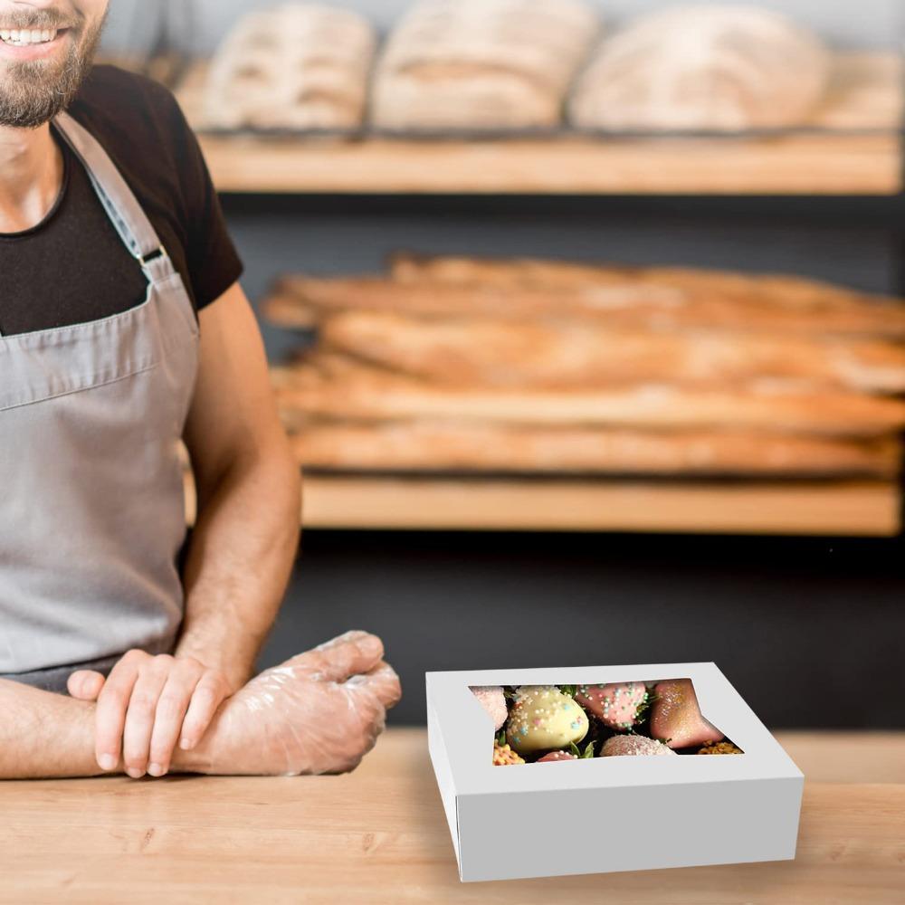 14pcs Bakery Boxes with Windows Dessert Box Cookie Boxes Small Treat Box Mini Cake Boxes for Dessert Macarons Chocolates Pastry and Baked Goods Boxes