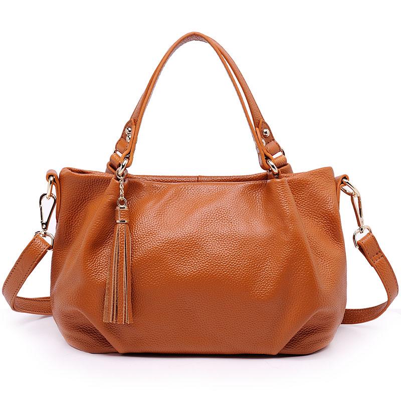 

2025 Korean Fashion Genuine Leather Women s Crossbody Shoulder Bucket Bag коричневий