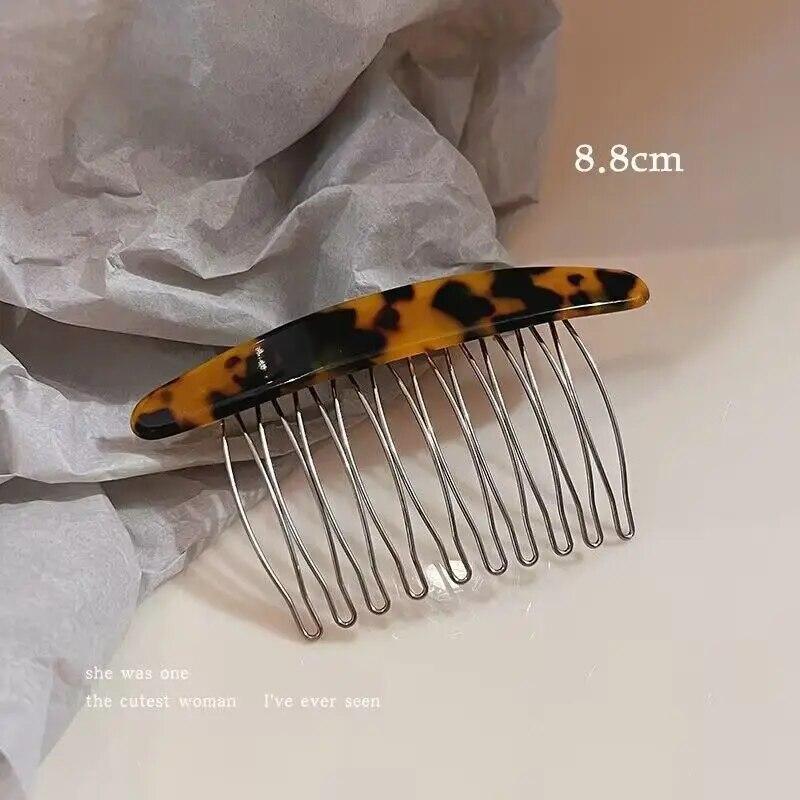 Exquisite Acetate Print Checkered Hair Comb Hairpin Vintage Side Hair Clip Hairgrip Fashion Hair Accessories For Women Headdress