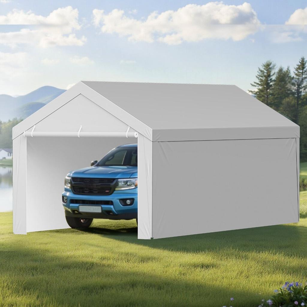 Carport Replacement Canopy, 3.6x 6 m Potable Garage Tent Top Tarp with Sidewalls, UV-Resistant & Waterproof, Heavy Duty Car Shelter Tarp with Ball