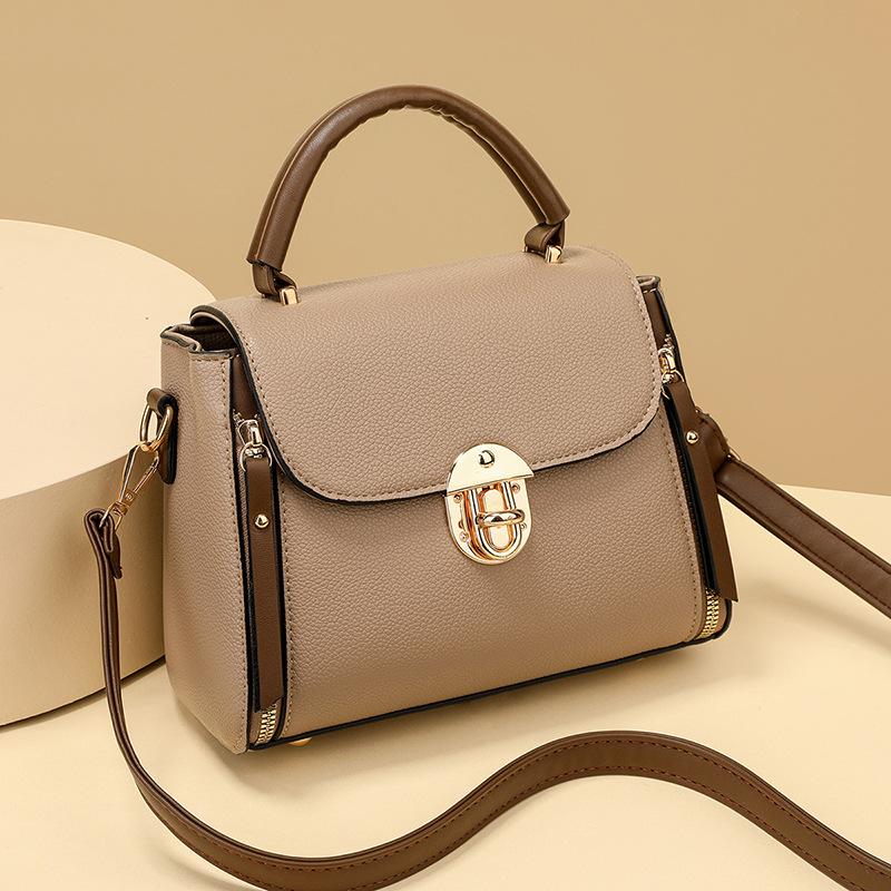 Vintage Versatile Lock Clasp Shoulder Bag Large Capacity Pu Leather Handbag Trendy Casual Simple Tote Bags For Women Gifts