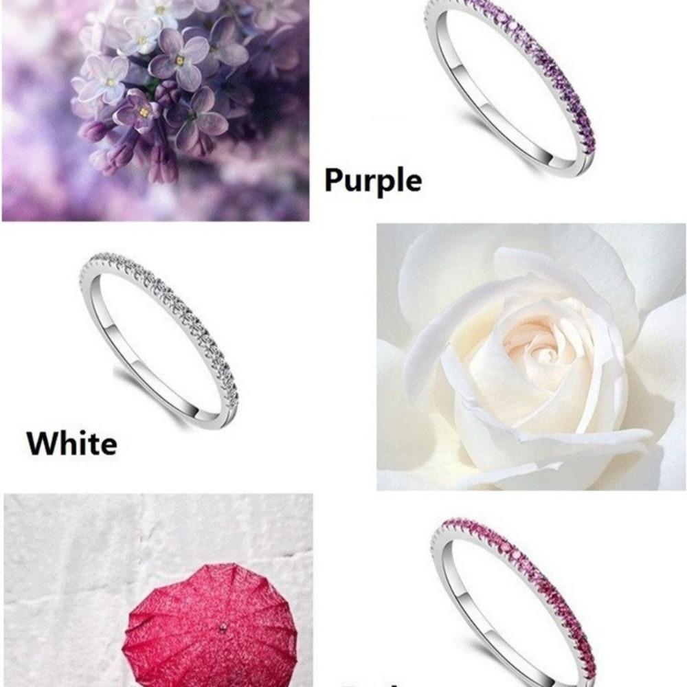 Silver Plated Couple Rings Single Row Diamond Band Wedding Engagement Ring for Women Men