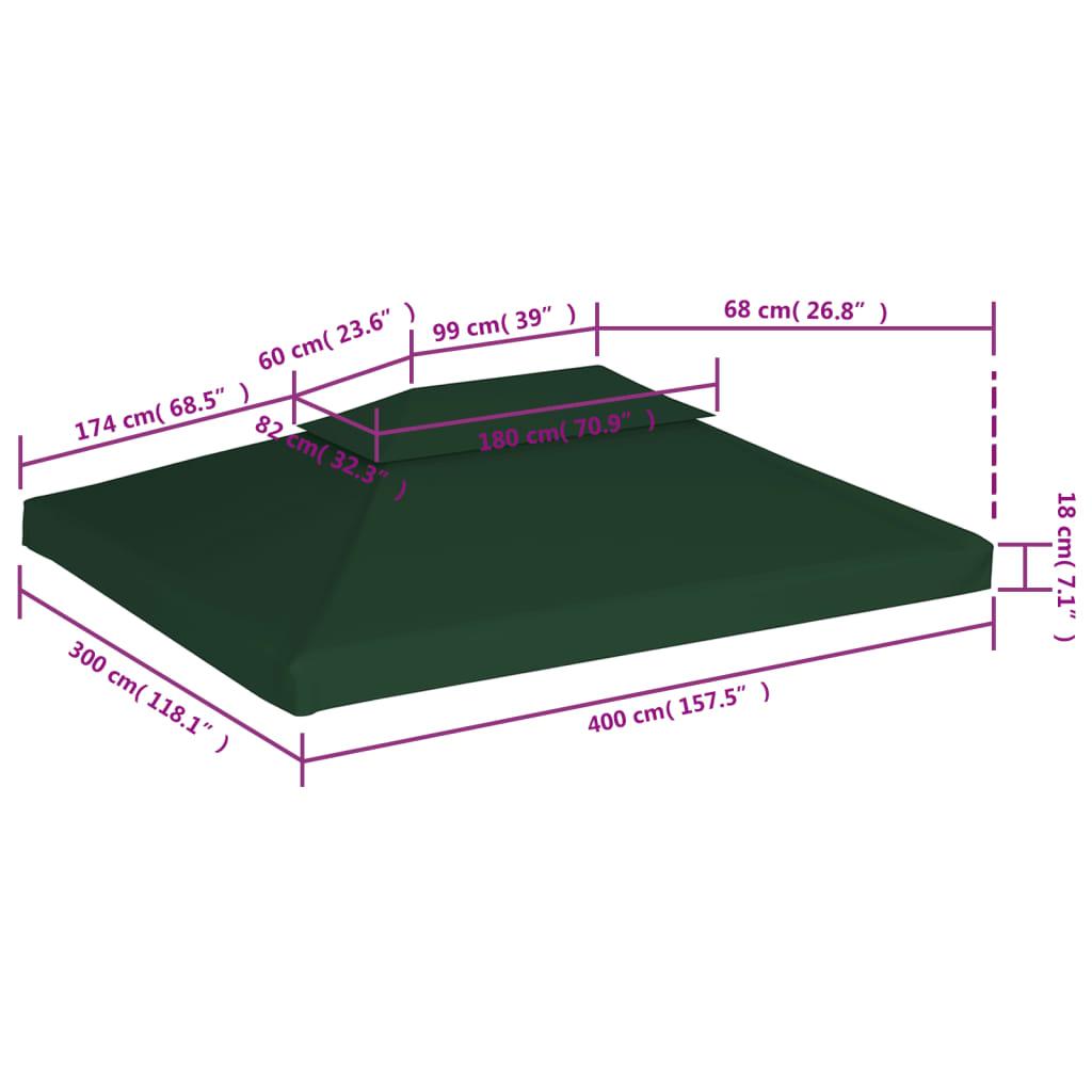vidaXL Gazebo Roof Cover Replacement Roof 310 G/m² Green 3x4 M