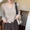 Fall Winter V Neck Knit Top Women Thin Long Sleeve Solid Short Cover Up Slim Sweater Cardigan Coat