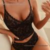 2025 Hot Selling Women's Sleeveless Lace Patchwork See-Through Lingerie Set