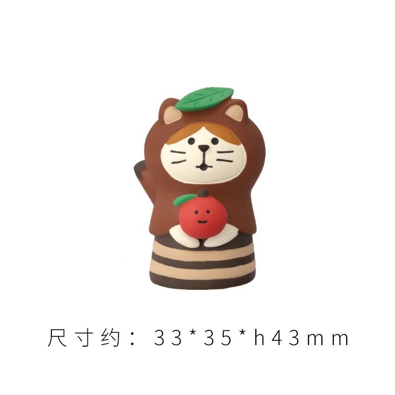 INS ZAKKA Resin Ornaments Autumn Harvest Chestnut Series Persimmon Tree Thief Cat Camera Prop Japanese Mini Home Decoration Gift