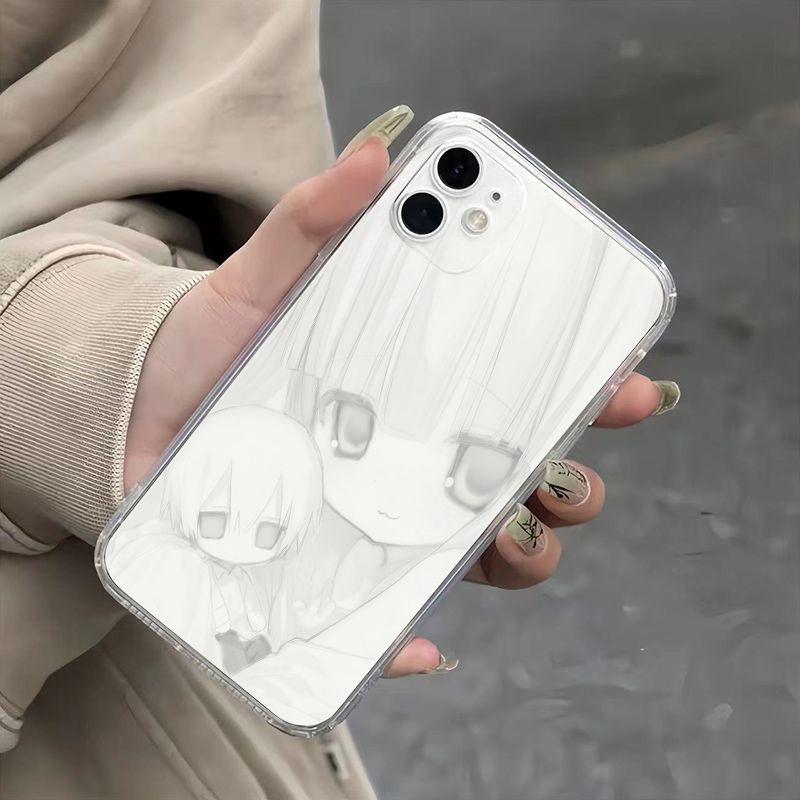 Cute Anime Gentle Girl Pattern Phone Case For iPhone 17 16 15 14 13 12 11 Pro Max XR XS MAX 7 8 PLUS MINI INS Transparent Cover