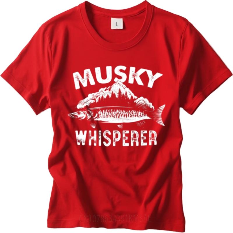 Comfortable Teenagers Round Neck T Shirt Unisex Musky Whisperer Fish Mountain Design Hiphop For Man Top Tees Workout Tshirt