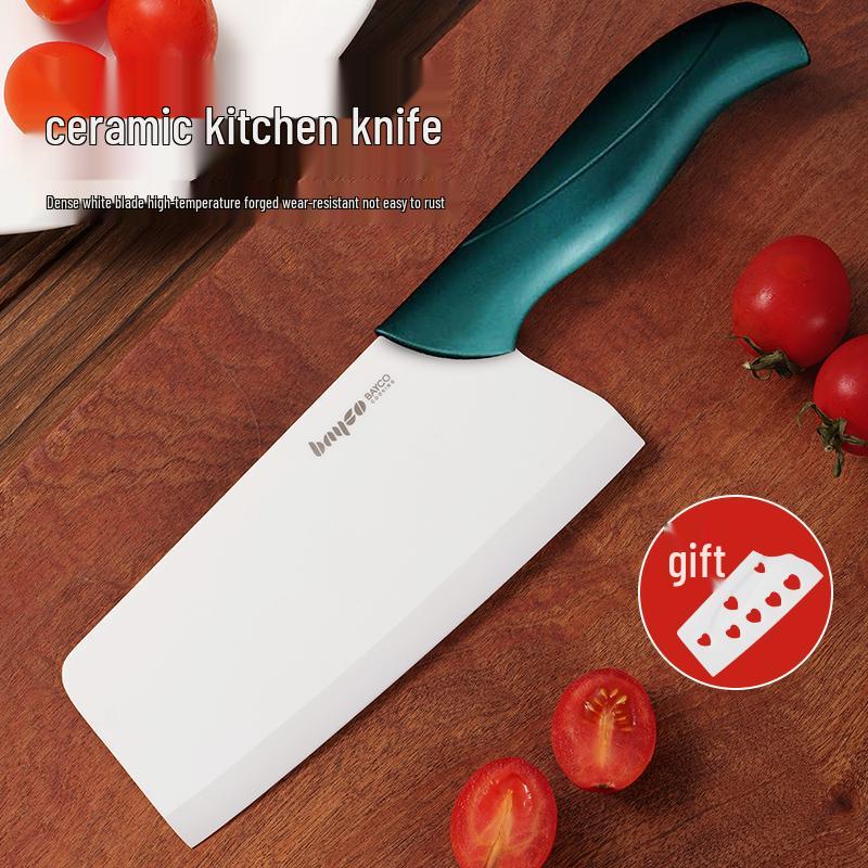 Beige Keramik-Hackmesser für Frauen – Großes, verdicktes, schärffreies Messer für Fleisch & Babynahrung.