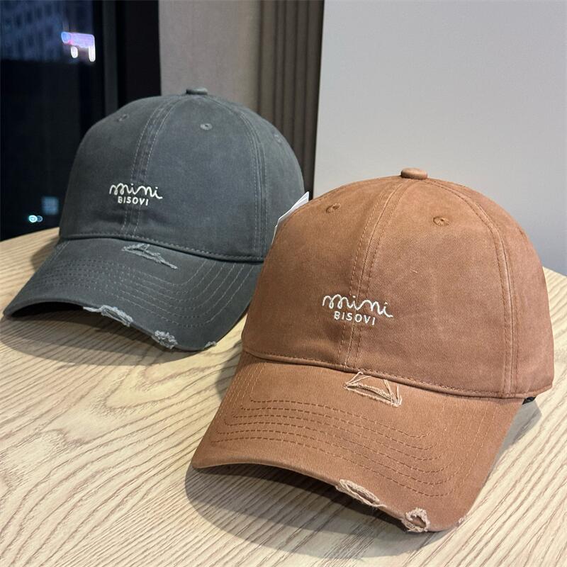 New Letter Embroidered Baseball Cap Women's Spring and Summer Wide Brim Big Face Showing Face Small Cap Big Head Circumference Hat