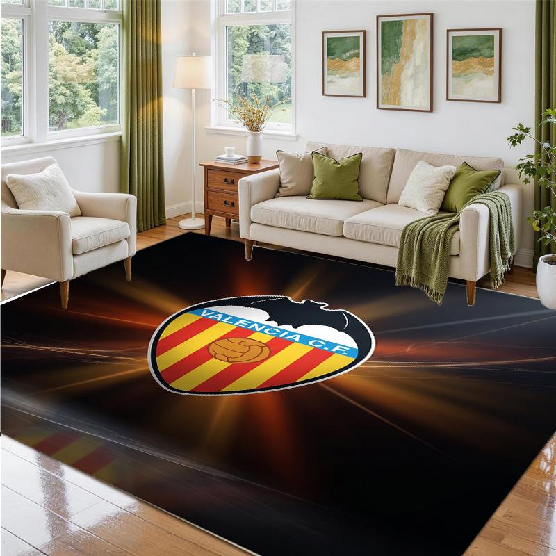 Valencia FC Design Crystal Velvet Rug Soft Decorative Mat for Bedroom Entrance