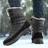 2024 New Shoes for Men Lace Up Men's Boots Winter Round Toe Solid Plush Warm Comfortable Knee-High Platform Casual Snow Boots