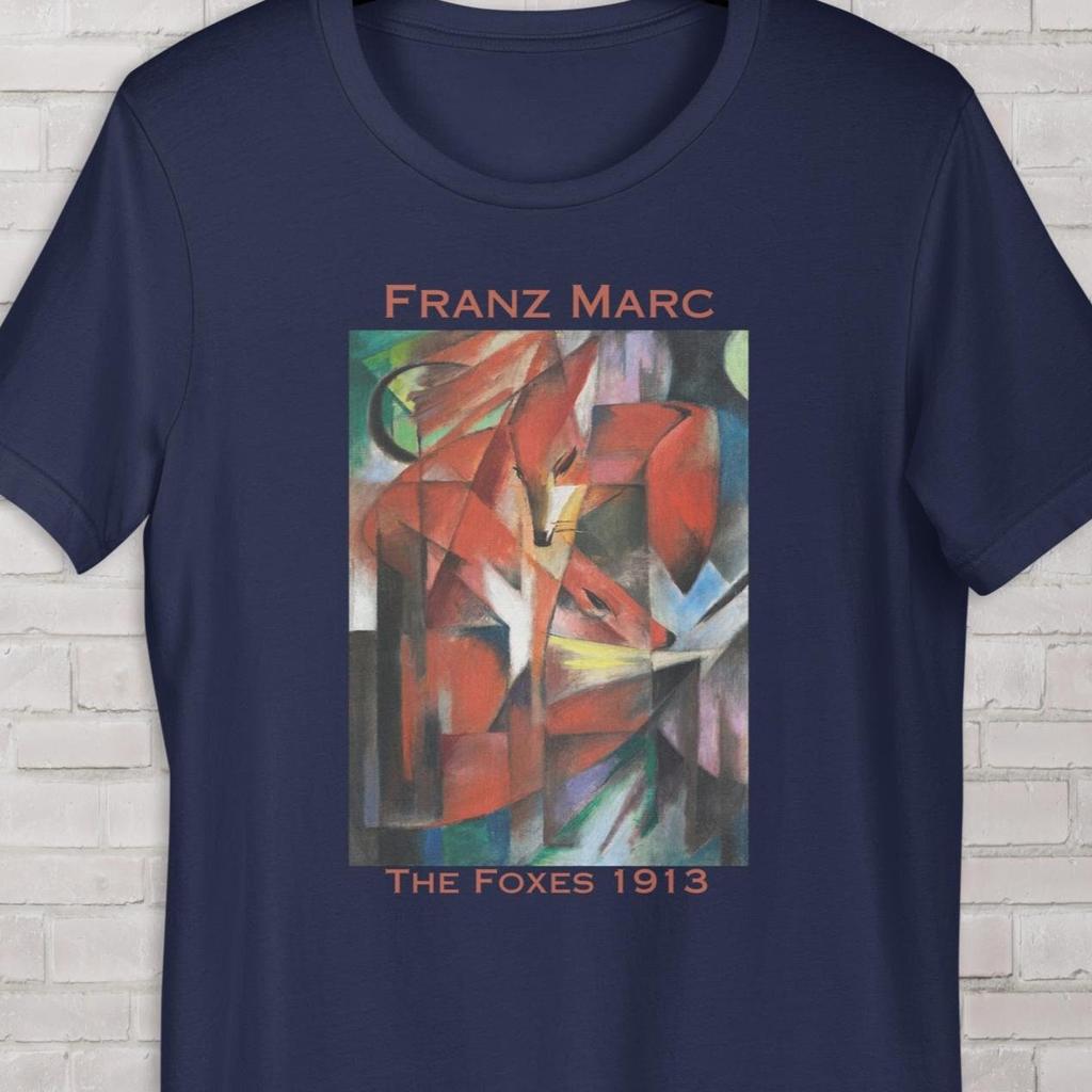 Animals print t-shirt, The Foxes Franz Markc Painting, Art Tee, Cubism style, German Expressionism, Art Lover Gift Unisex T-Shirt