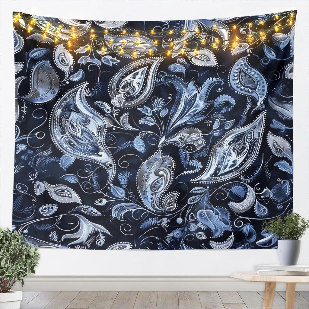 Kids Black White Wall Hanging Blanket for Boys Girls Teens Antique Victorian Baroque Wall Art Breathable Gothic Vintage Floral