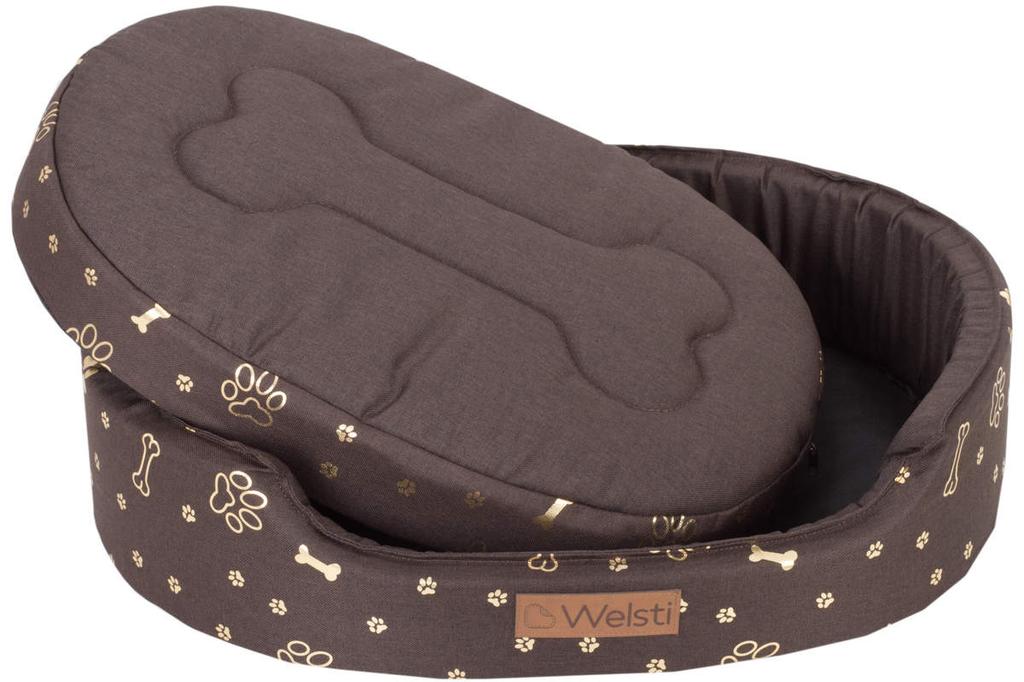 Oval Dog Cat Bed, Brown Velour XL 80X67