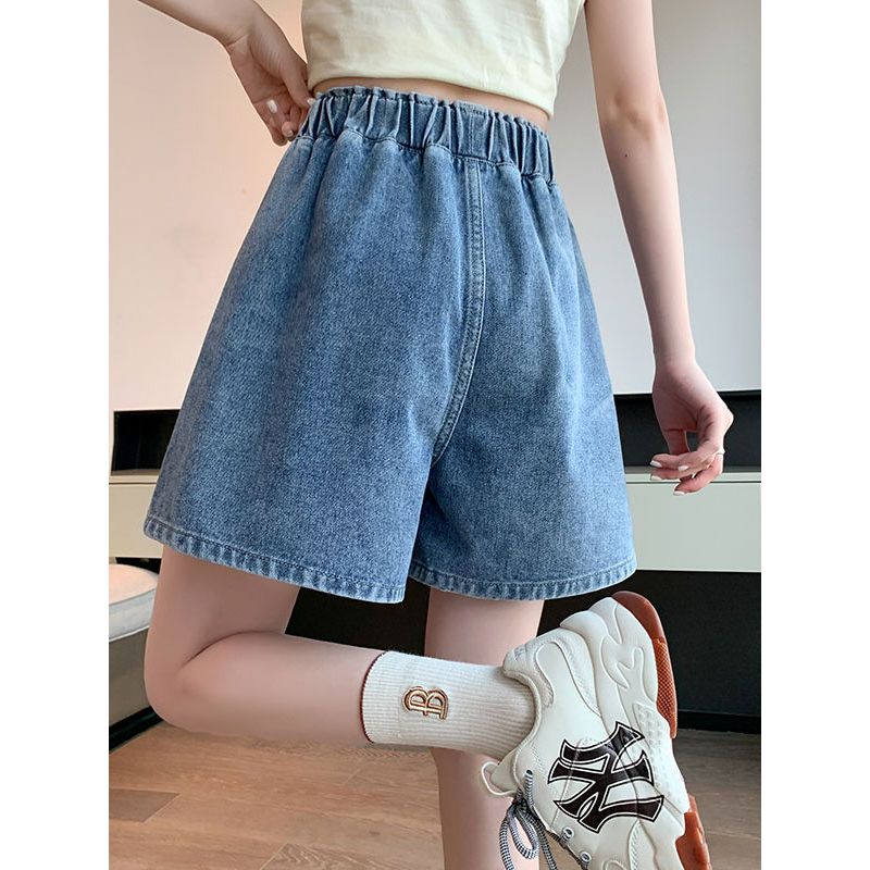 Plus size women clothing M-6XL Chubby Girl Extra Large Elastic High Waist Loose Cover Slimming Denim Culotte Shorts Tide