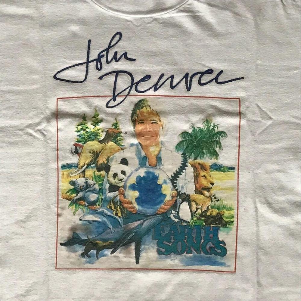 

JOHN DENVER 1990 T SHIRT EARTH SONGS White Shirt FA1719 Unisex T-Shirt M