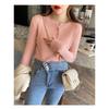 Fashion Crew Neck Knitted Women Pullover Sweater Autumn and Winter Long Sleeve Slim Fit Inner Bottoming Shirt Office Elegant Buttons Tops Clothing