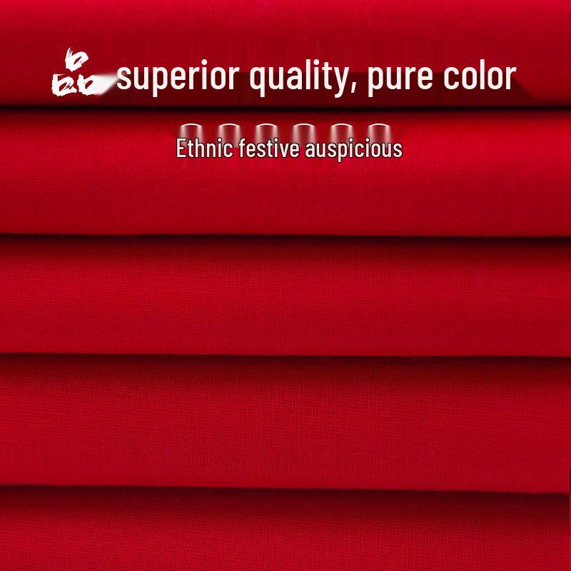 Silk Cotton Chinese Red Fabric for Happy Events and Housewarming, Free Shipping