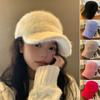 Solid Color Women's Baseball Cap Adjustable Winter Warm Hat Casual Plush Dubill Cap  Street Style