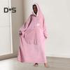 Winter Wearable Blanket Bathrobe with Big Pocket Thick Double-sided Fleece Loose Long Sleeves Pajamas Heat Retention Full Protection Home Lazy Sleeve