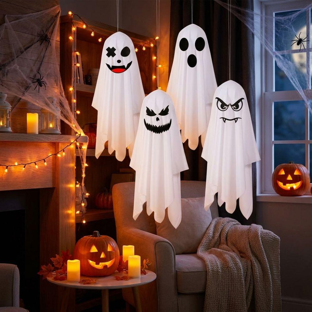 Eerie Halloween Hanging Ghost Decor White Front Door Hanging Halloween Gifts