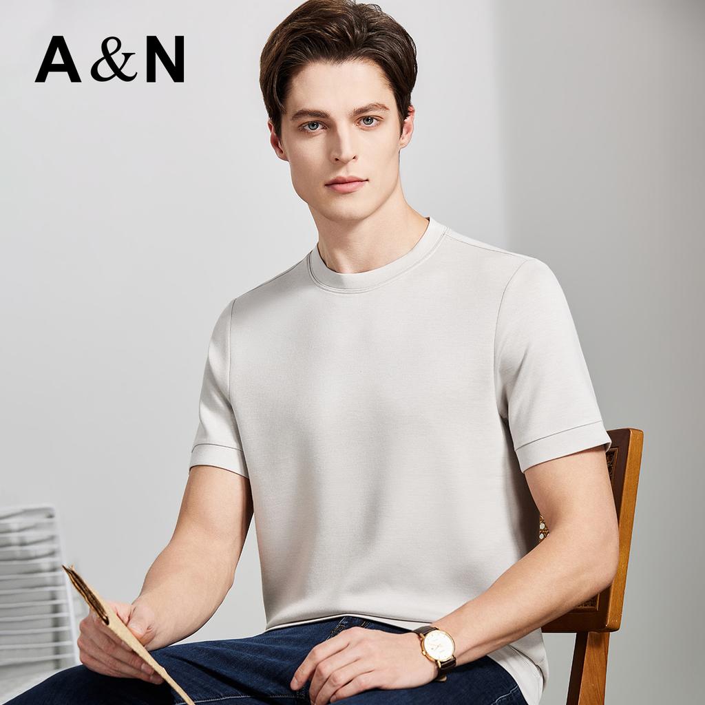 Men's Cashmere & Modal Air Layer Round Neck Short-Sleeved T-Shirt