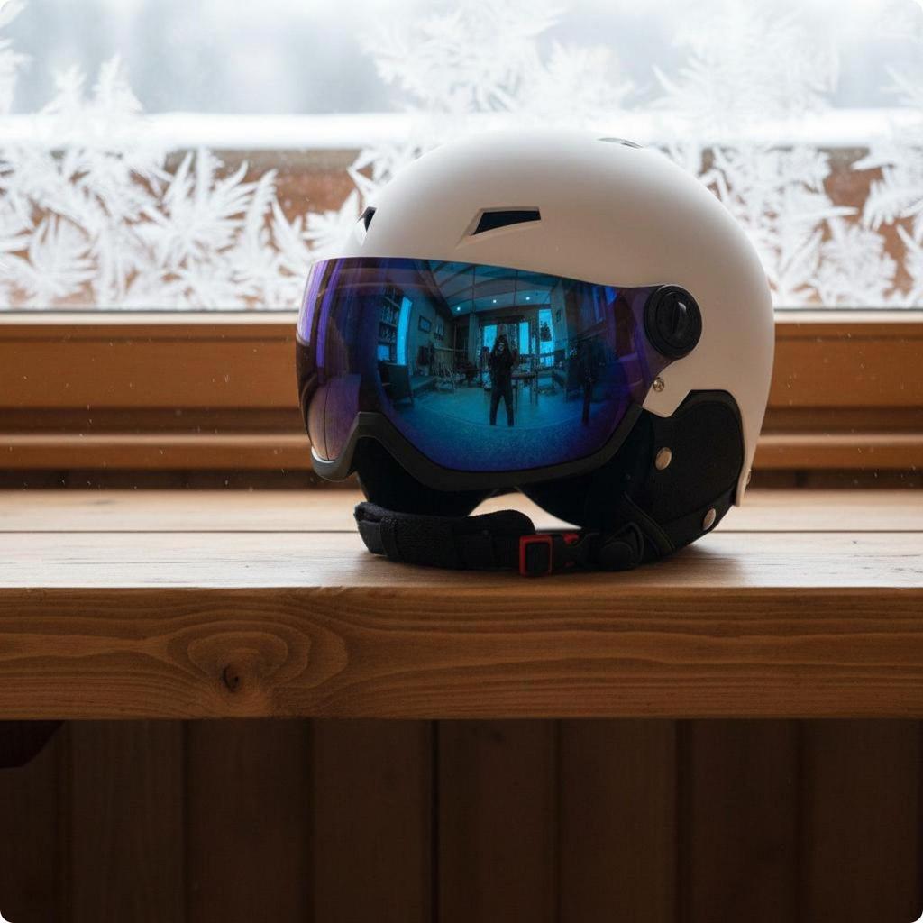 Visor Snow Helmet Protection with Builtin Goggles Warm Earmuffs Sports Equipment for