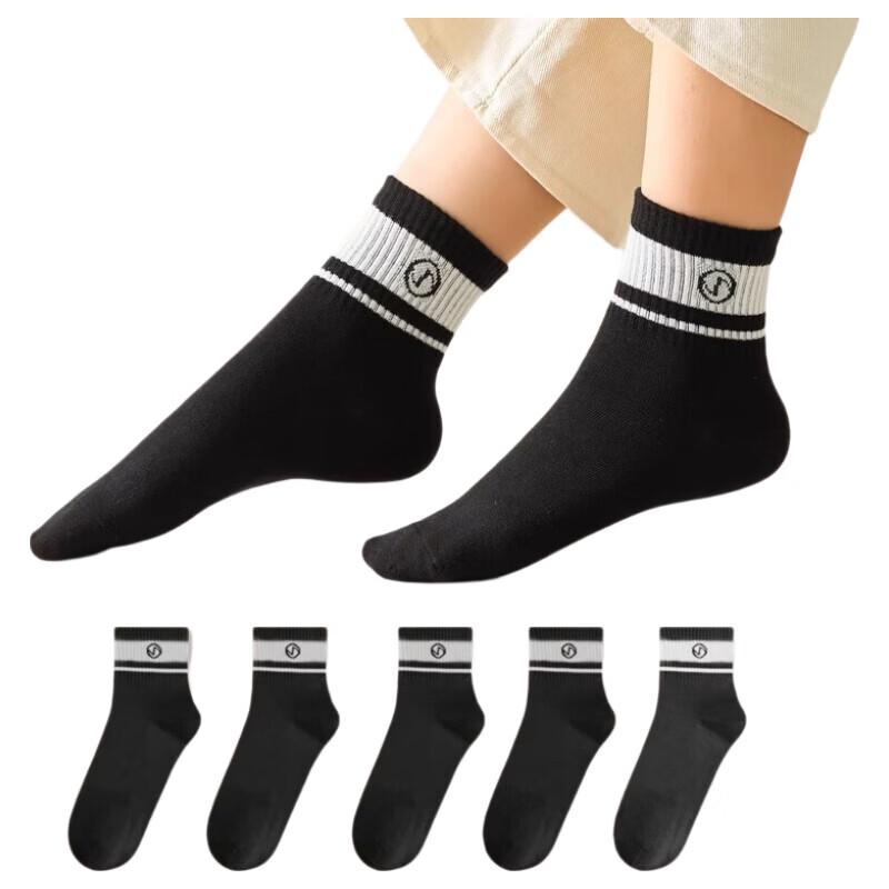 Langshen Women's 7A Antibacterial Cotton Mid-Calf Socks