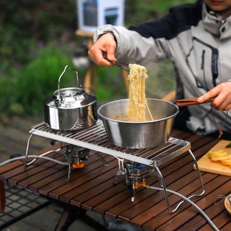 Folding Barbecue Table Stainless Steels Foldable Table Practical Camp Tables Foldable Camping Equipment Stove