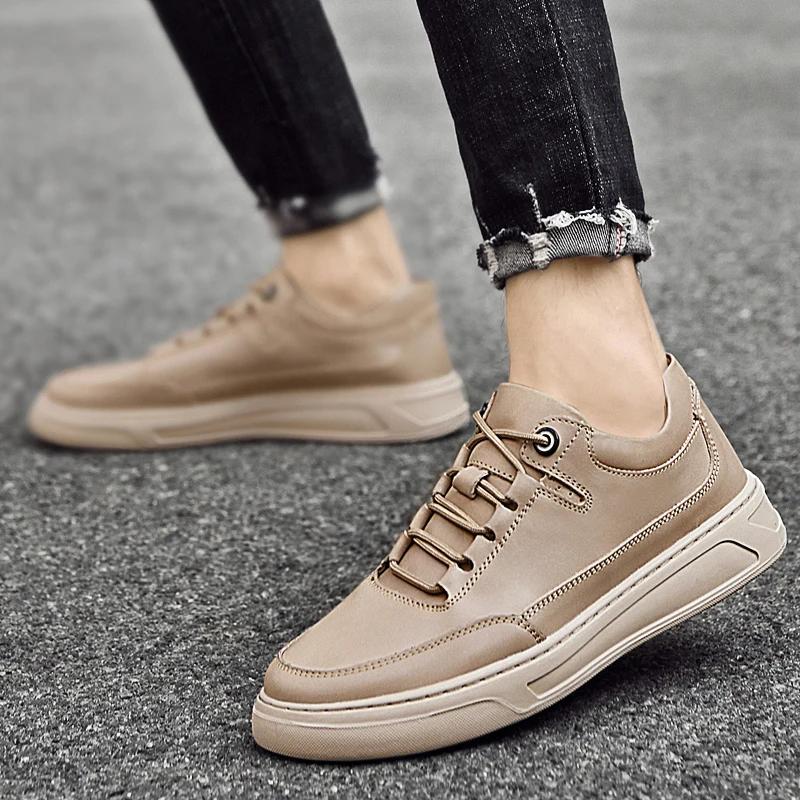 New Italian Casual Shoes for Men Genuine Leather Business Shoes Designer Luxury Brand Walking Sneakers Lace-up Sport Shoes 2024