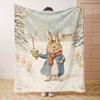 1pc Cozy Christmas Bunny Flannel Throw Blanket - Soft, Warm, and Comfortable with Cute Cartoon Bunny Illustration