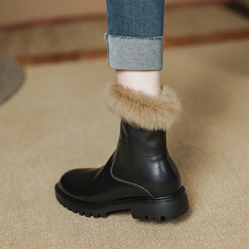 2024 Newest Genuine Leather Women Boots Winter High Quality Thick Heels Casual Working Shoes Woman Ankle Boots Shoes for Women