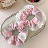 1pc Sweet Lace Floral Pink Checkered Large Intestine Hair Ring,back of Head Tied Hair Rope Ponytail Head Rope Versatile Hair Tie