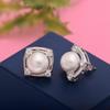 Pearl Square Shape Women Wedding Stud - 925 Sterling Silver