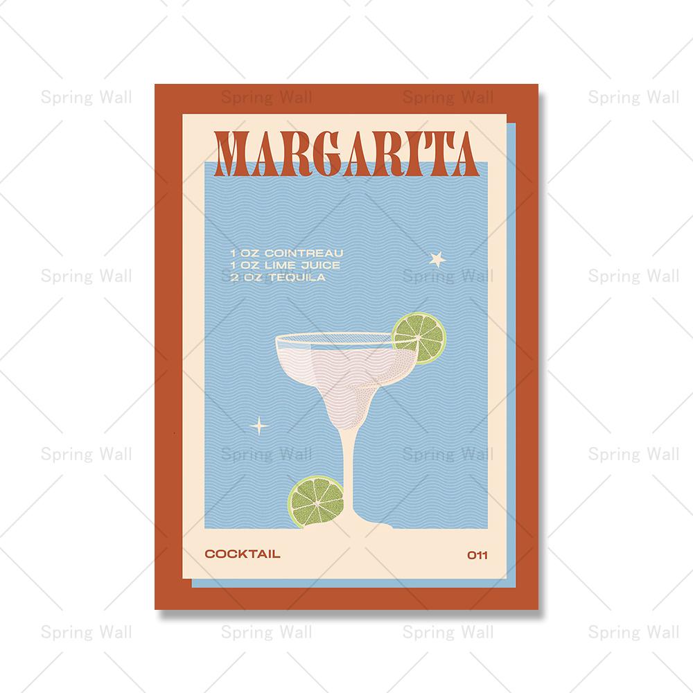 Modern Still Life Drinks Cocktails Strawberry Canvas Painting Coffee Shop Shop Bar Wall Print Poster Minimalist Art Home Decor