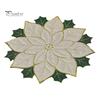 Christmas Table Placemats for Dining Floral Leaf Placemat Table, Decorative Polyester Fabric Round Mats Home with Festive Leaves Design Party
