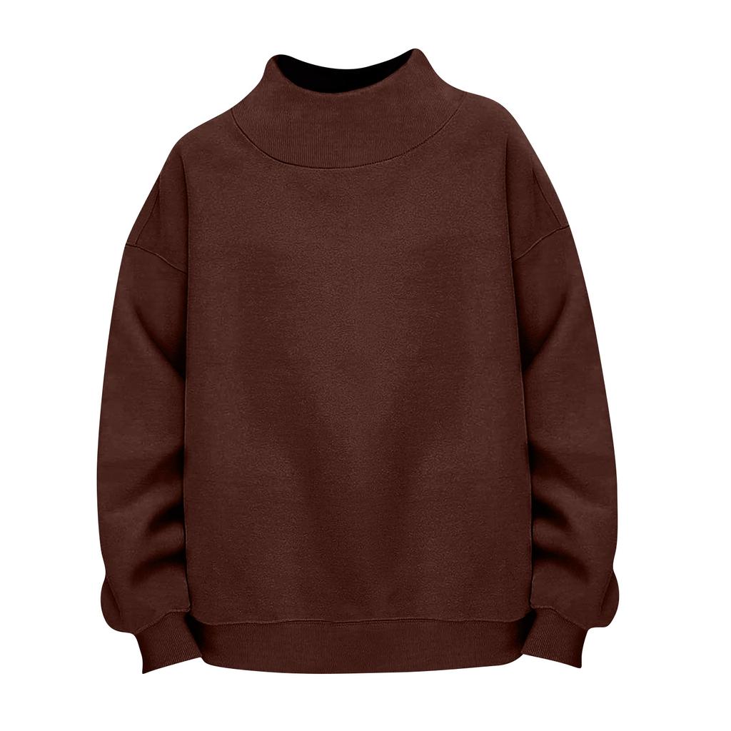 Women's Fashionable Casual Color Round Neck Long Sleeved Pullover Loose Sports Shirt Sweatshirt Top