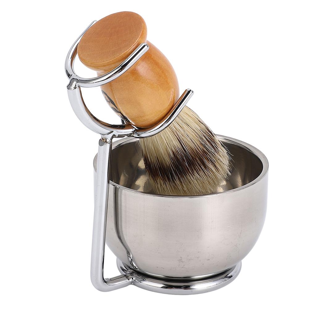 Men Beard Brush Set Beard Brush Holder Stand Soap Bowl Shaving Tool for Men Facial Grooming