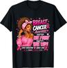 Women Black African American Breast Cancer Pink Ribbon Girl T-Shirt