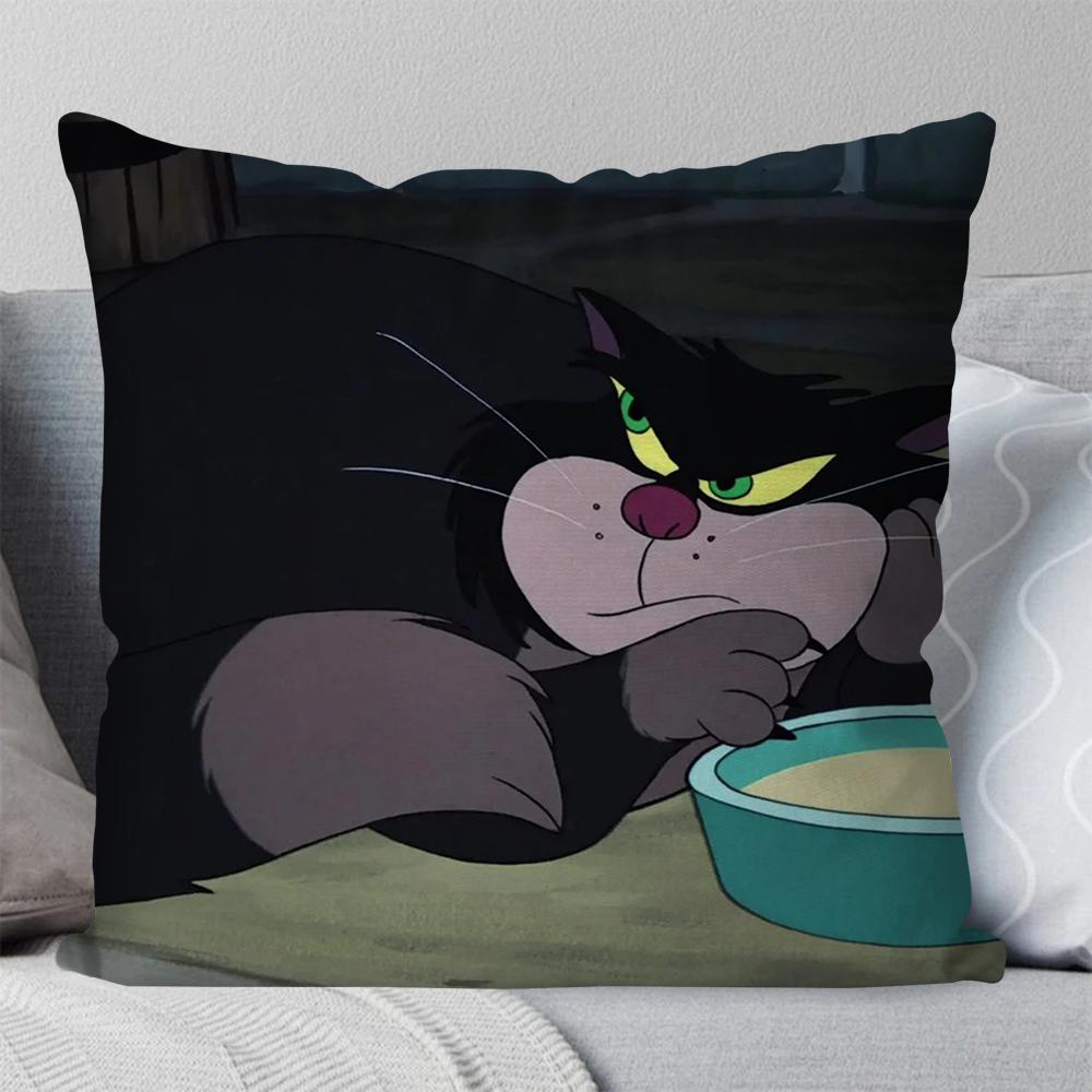 Cartoon Cute L-Lucifer Cat Pillow Case Square Pillow Bedroom Sofa Leisure Comfort Cushion Car Living Room Home Decoration 40X40