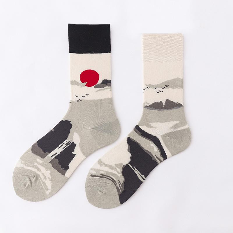 Personalized Cartoon AB Mismatched Socks Fashion Crew Couple Cotton Socks Women's Fancy Flower Fruit Tiger Print Funny Socks